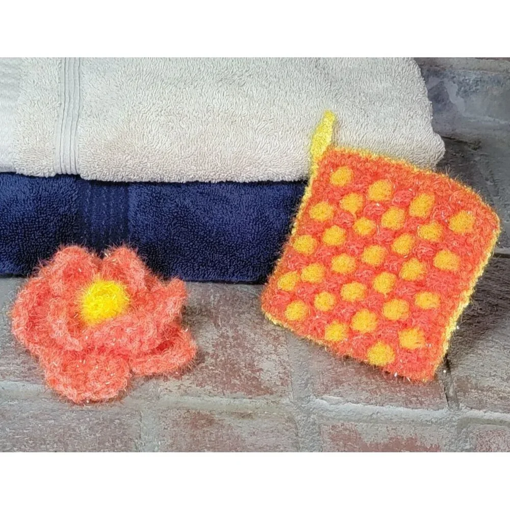 Orange and Yellow Scrubby set, set of 2